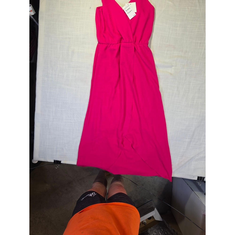 Fraiche by J Hot Pink Surplice Maxi Dress NWT FD4508 Small